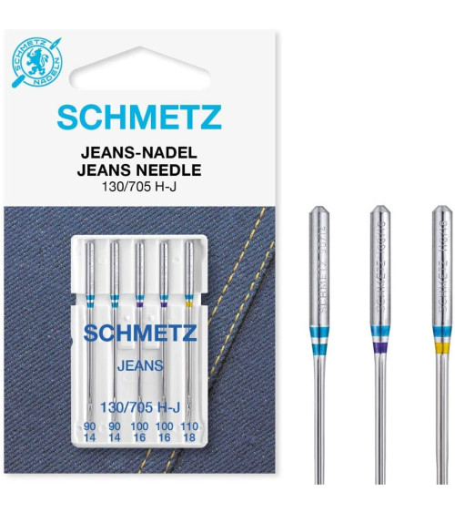 5 Schmetz jeans needles 130/705 HJ size 90-110