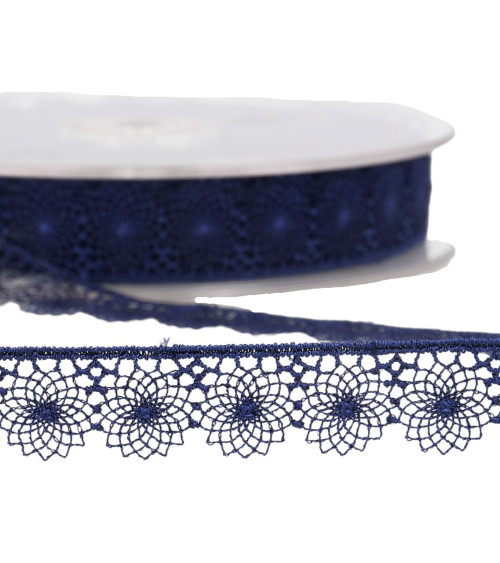 Spool 14.4m embroidered tulle 16mm Navy blue