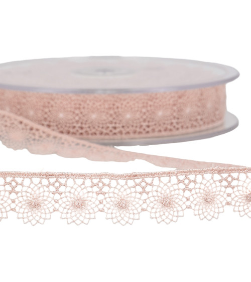 Spool 14.4m embroidered tulle 16mm Light pink