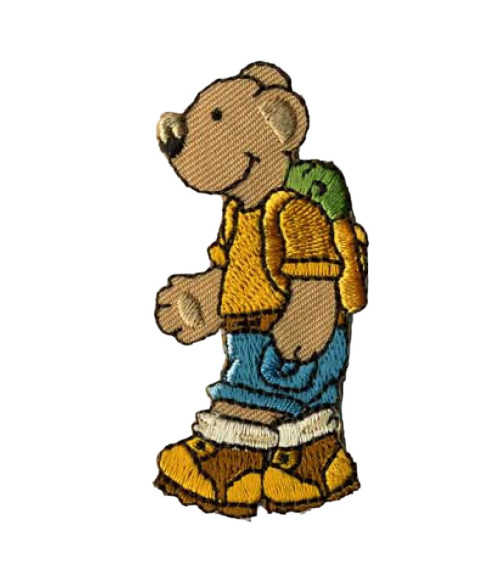 Hiking bear badge with backpack