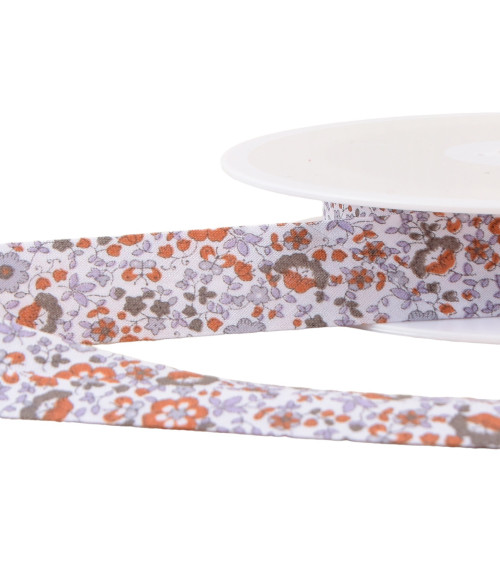 25m spool of light grey flower bias binding 20mm