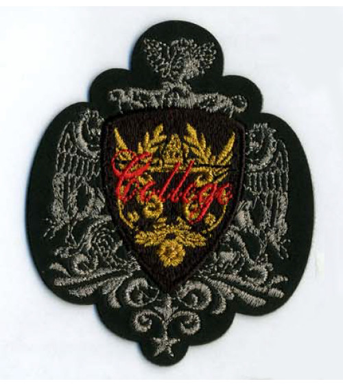 Schwarz-goldener College-Wappen-Aufnäher zum Aufbügeln