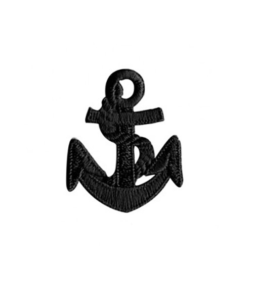 Black marine anchor iron-on badge