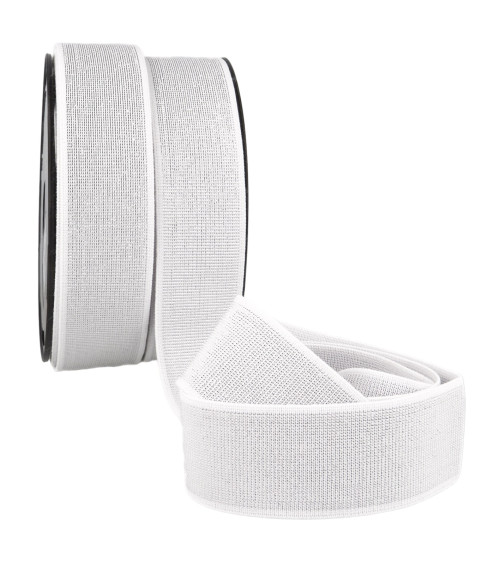 40mm white metal elastic by the meter