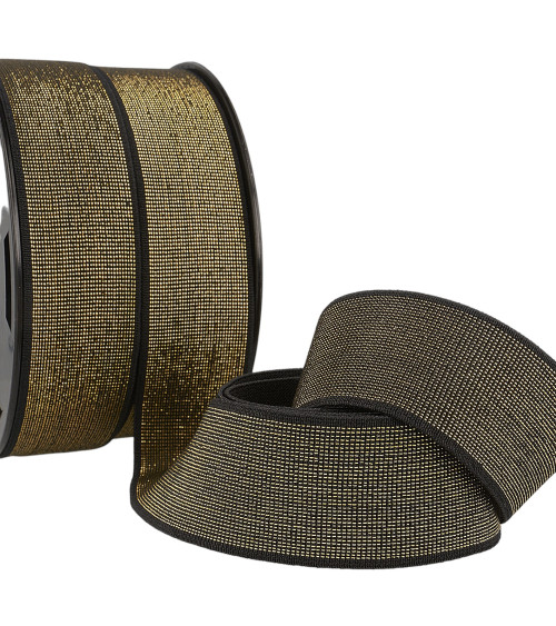 40mm black gold metal elastic by the meter