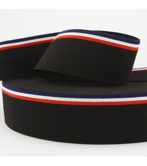 45mm black striped elastic by the meter