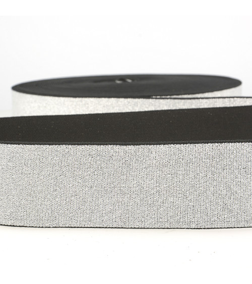 40mm silver metal elastic by the meter