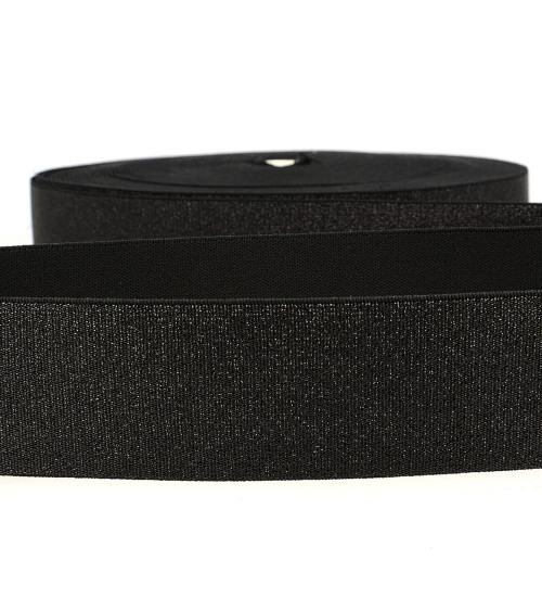 40mm black metal elastic by the meter