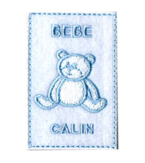 Baby Calin blue iron-on badge