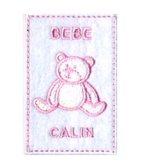 Baby Calin pink iron-on badge