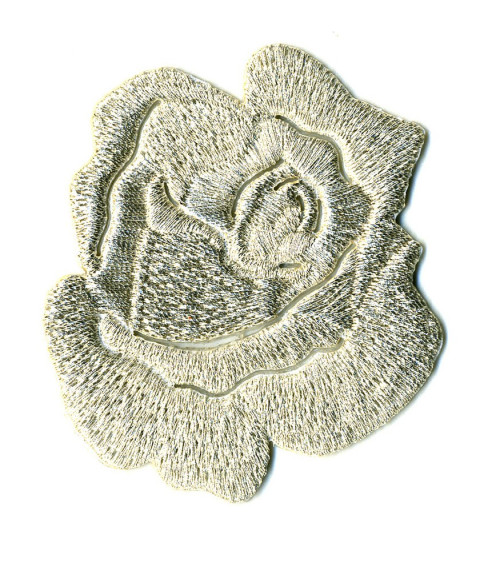 Silver Rose iron-on badge - lurex