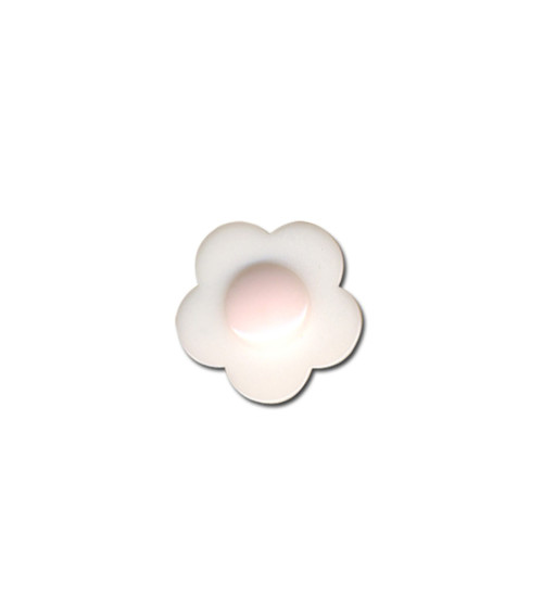 White heart flower button 14mm white