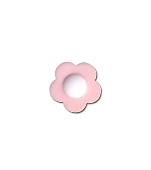 White heart flower button 14mm baby pink