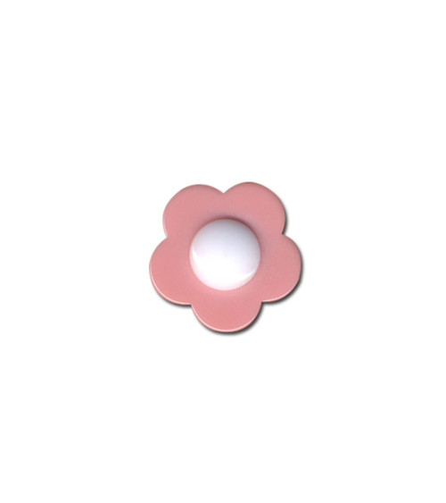 White heart flower button 14mm fuchsia