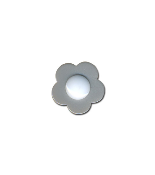 White heart flower button 14mm gray