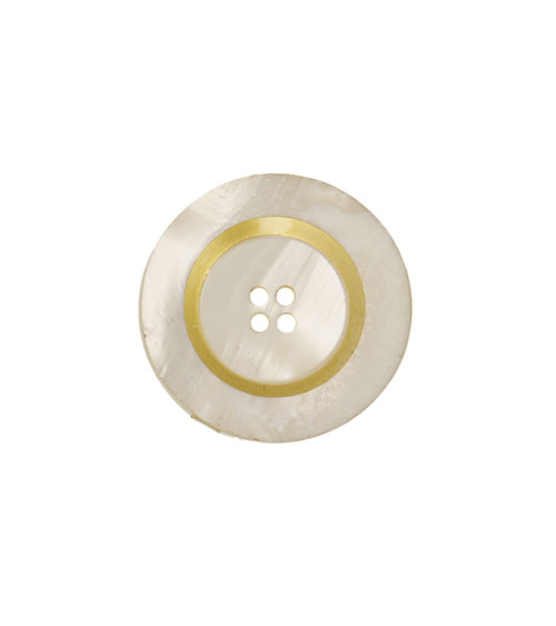 Round button 4 holes 15mm ecru/gold