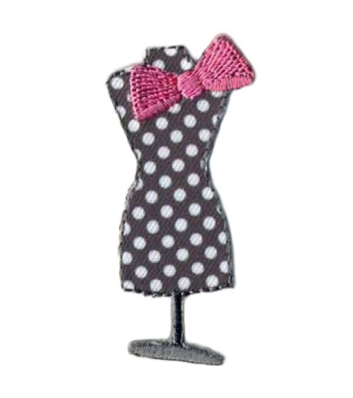 Grey polka dot mannequin iron-on badge