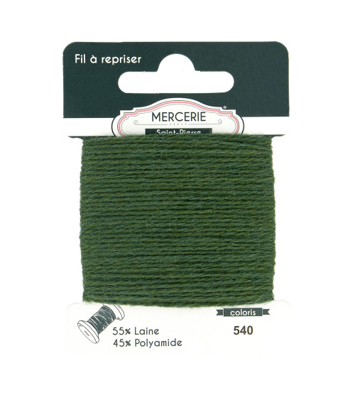 15m bottle green wool darning thread