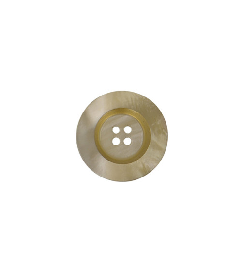 Set of 6 round buttons 4 holes 28mm Beige/Gold