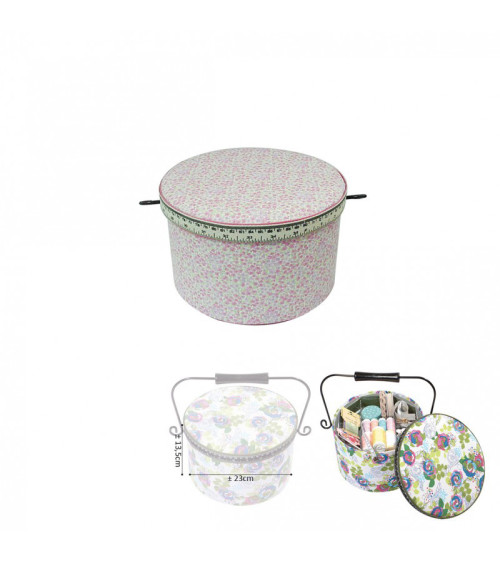 Round sewing box 22x13.5cm liberty pink