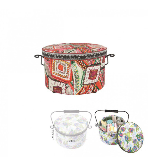 Round sewing box 22x13.5cm cashmere print