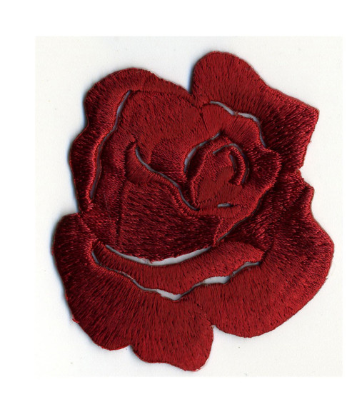 Deep Red Rose Iron-On Badge