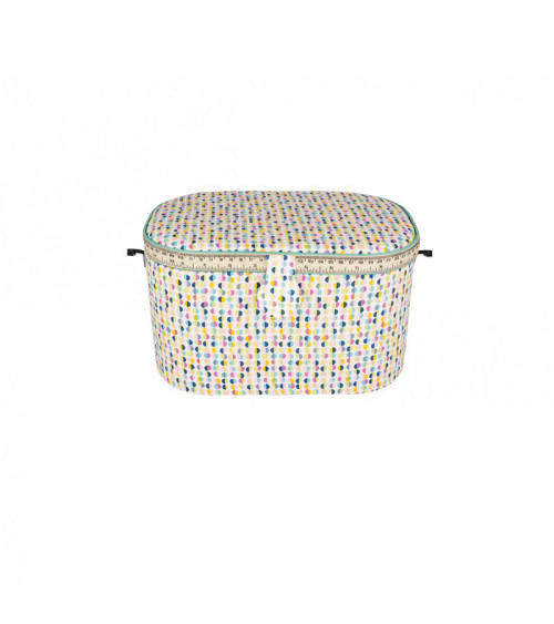 Oval sewing box 21x31x18cm multi-colored polka dots light background