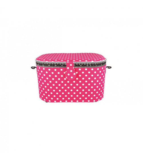 Oval sewing box 21x31x18cm Fuchsia