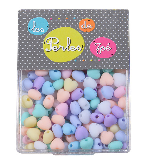 Perles plastiques cœur 7mm en boite de 18g