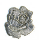 Ecusson thermocollant petite rose argent - lurex