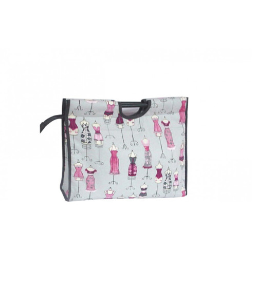 Quilted fabric knitting bag 42cm pink mannequins