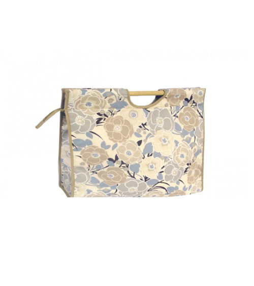 Bolso de punto en tejido acolchado 42cm flores beige