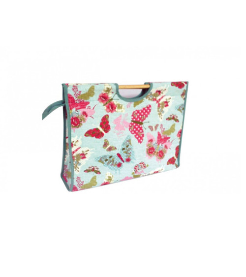 42cm quilted fabric knitting bag red butterflies