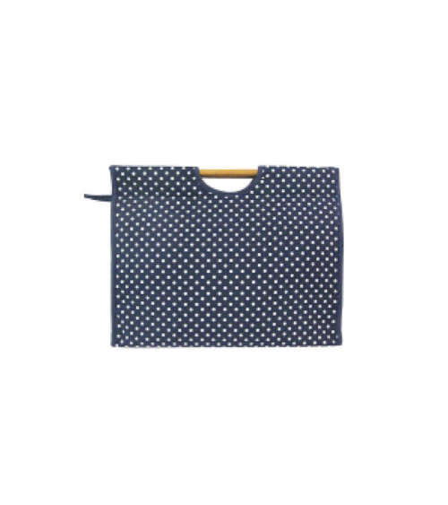 Borsa porta maglia in tessuto trapuntato 42 cm pois blu navy