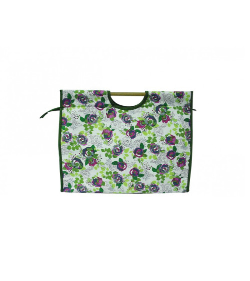 42cm quilted fabric knitting bag with green and pink spring print