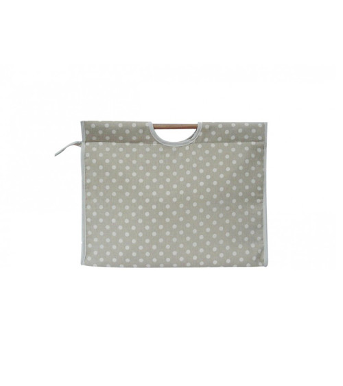 Quilted fabric knitting bag 42cm beige polka dots