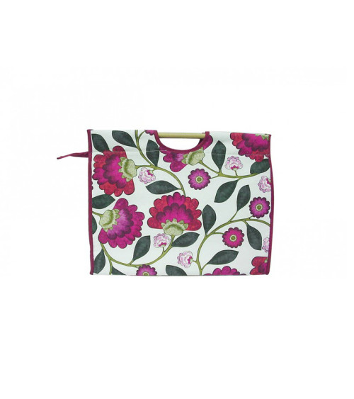 Bolso de punto en tela acolchada 42cm grandes flores rosas