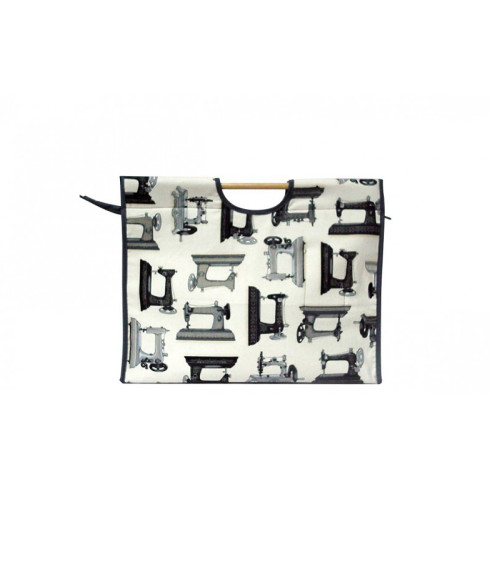 Quilted Fabric Knitting Bag 42cm Sewing Machine Black and White