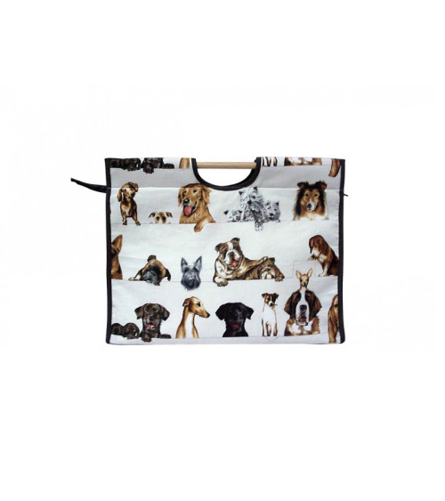 Quilted fabric knitting bag 42cm dog