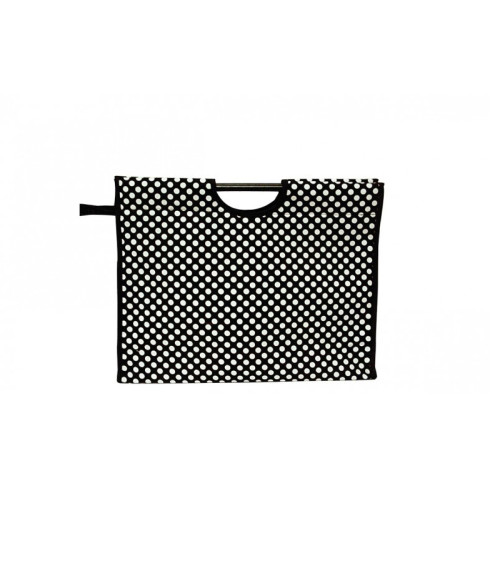 42cm quilted fabric knitting bag with black polka dots