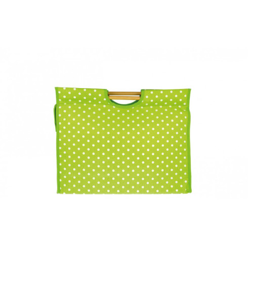 42cm green polka dot quilted fabric knitting bag