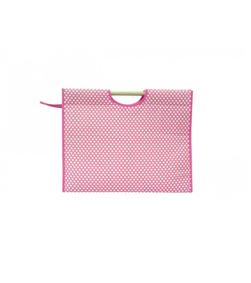 42cm Fuchsia Polka Dot Quilted Fabric Knitting Bag