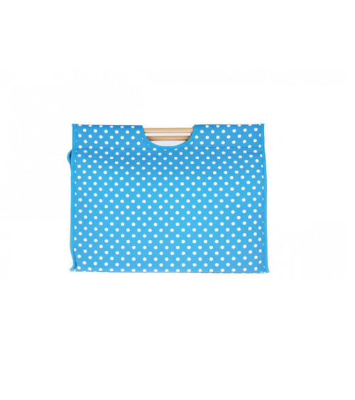 42cm quilted fabric knitting bag with blue polka dots