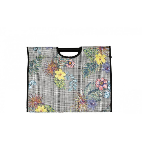 Bolso de punto en tejido acolchado 42cm estampado de flores tropicales