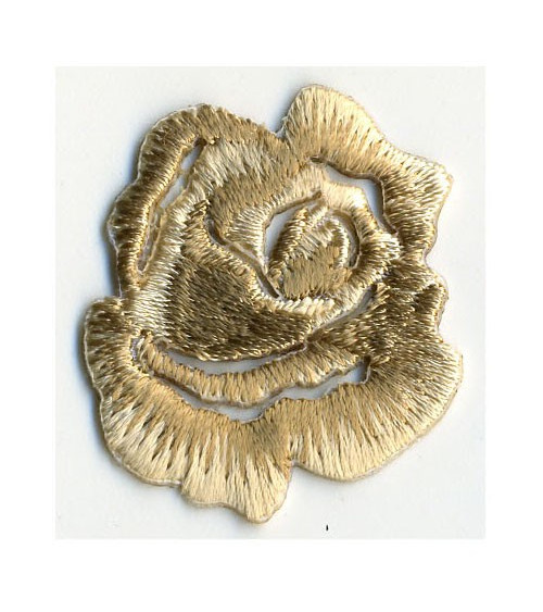 Small beige rose iron-on badge