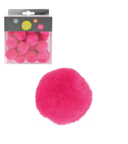 Lote de 25 pompones pequeños 3cm Fucsia