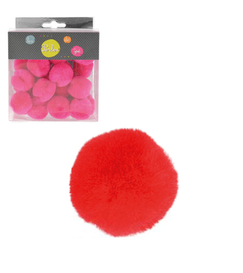 Set di 25 piccoli pompon 3 cm Rosso