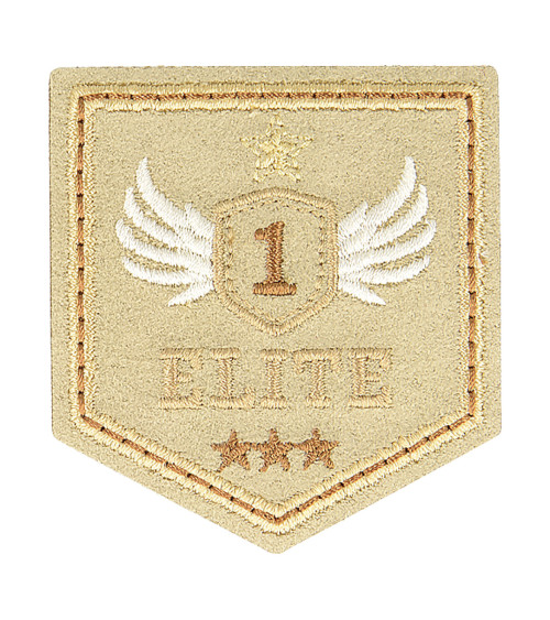 Classic beige sport iron-on patch 5cm x 4.5cm