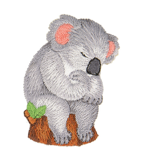 Koala statue animal iron-on badge 5cm x 3cm