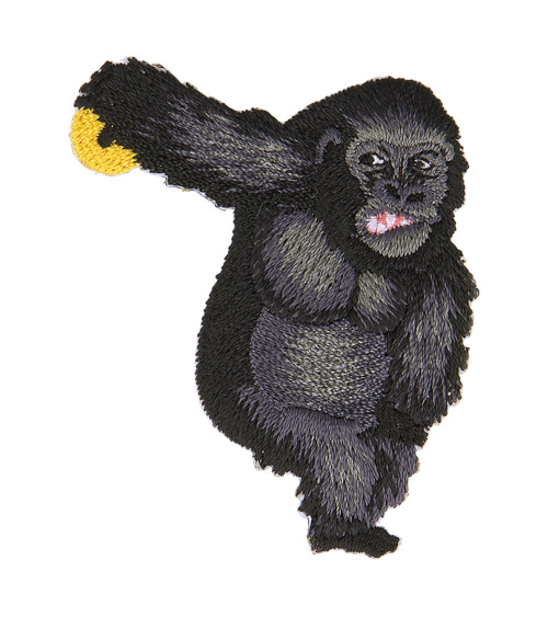 Tierischer Aufnäher zum Aufbügeln, Gorilla-Statue, 5 cm x 4 cm